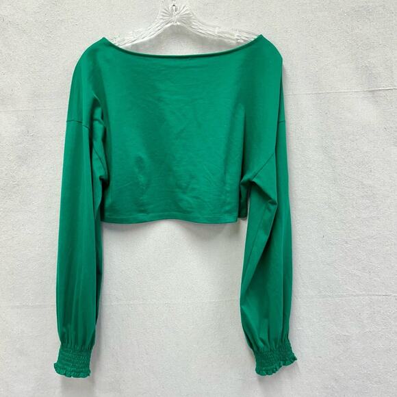 Aritza Wilfred Green Enzo Smocked Cuff Long Sleeve Crop Top Size Large Cotton
⁩ - Picture 9 of 14